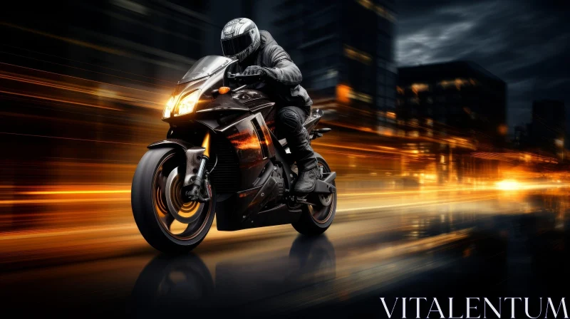 Night City Motorcycle Speed AI Image