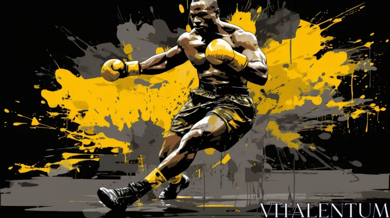 AI ART Powerful Boxer in Action - Digital Painting