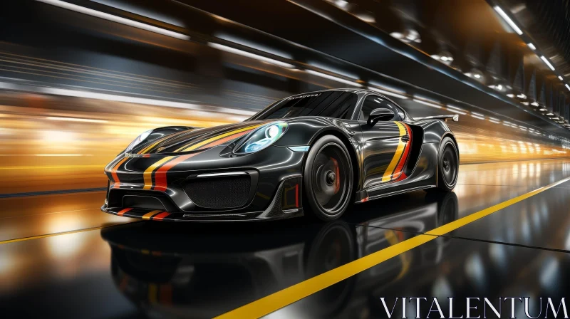 AI ART Sleek Porsche 911 GT3 RS Sports Car in Tunnel