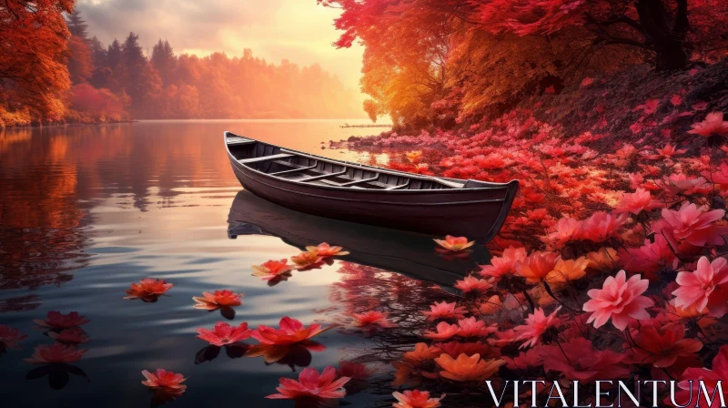 AI ART Tranquil Lake in Autumn: Serene Fall Landscape