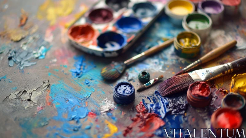 Vibrant Colors and Creative Chaos: A Captivating Artist's Palette AI Image