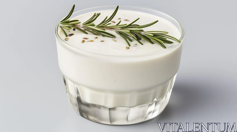 Clear Glass with Rosemary on White Background AI Image