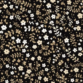 Dark Floral Seamless Pattern - Cream & Gold Flowers