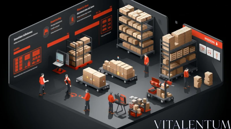 Efficient Warehouse Operations: Workers and Automated Vehicles AI Image
