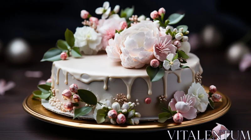 Elegant Floral Cake Photography AI Image