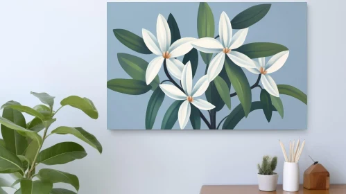 Ethereal White Flowers Digital Painting