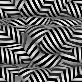 Monochrome 3D Abstract Art - Black and White Striped Spheres