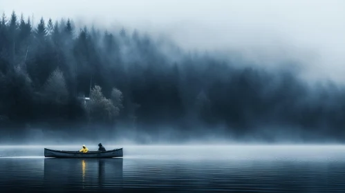Mysterious Boat in Haunting Luminist Forest Landscape