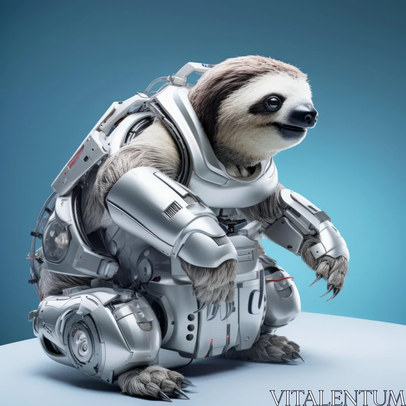Robot Sloth in Space Suit: A Futuristic Wildlife Portrait AI Image