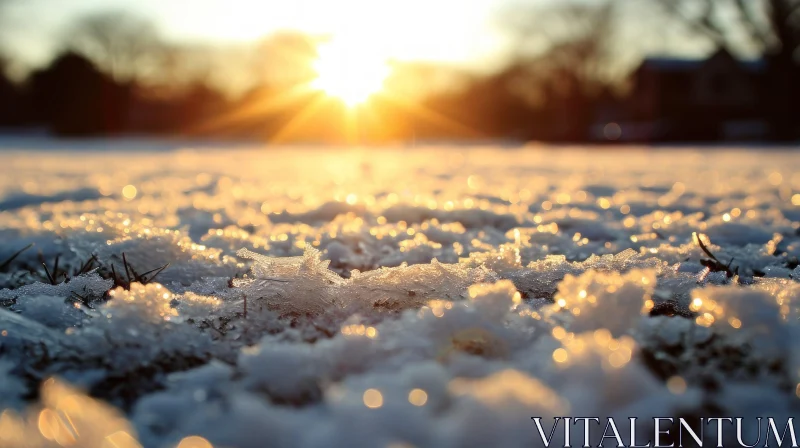 Sparkling Snow Crystals: A Serene Close-Up AI Image