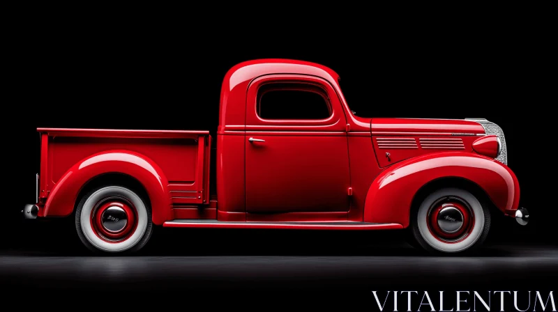 Vintage Red Truck: A Captivating Display of Craftsmanship and Streamlined Forms AI Image
