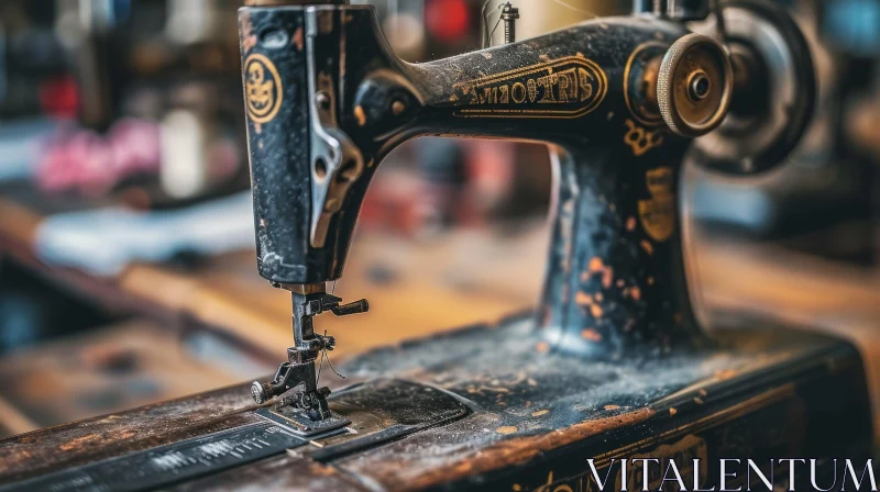Vintage Sewing Machine - Poor Condition - Black Color AI Image