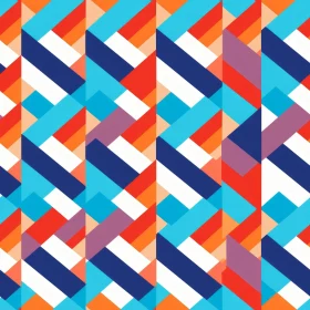 Blue Orange Herringbone Geometric Pattern
