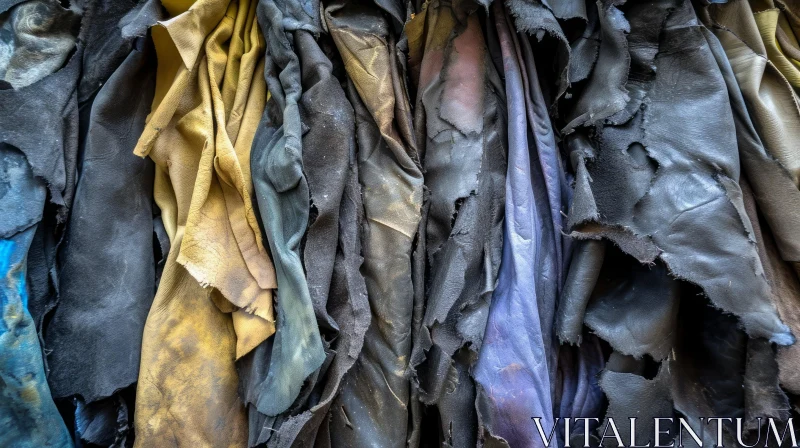 Colorful Torn Leather Scraps - Abstract Art AI Image