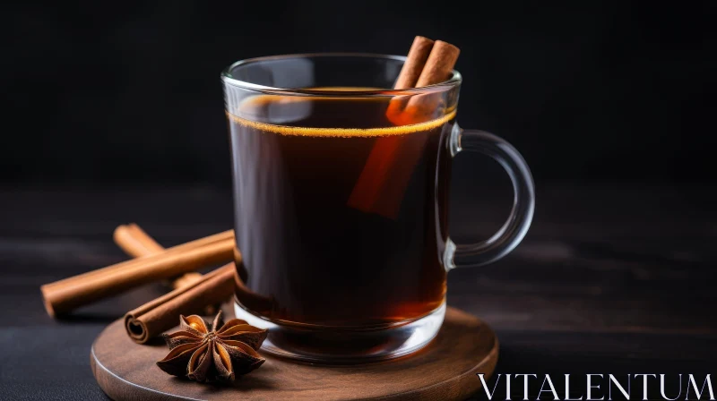 Delicious Mulled Wine on Wooden Table AI Image
