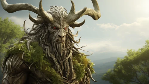 Enigmatic Horned God in the Forest