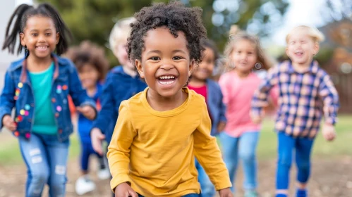 Joyful Children Running on Playground