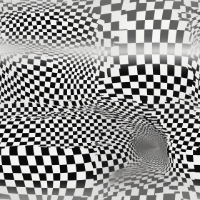 Mesmerizing Black and White Checkered Pattern with Concentric Circles
