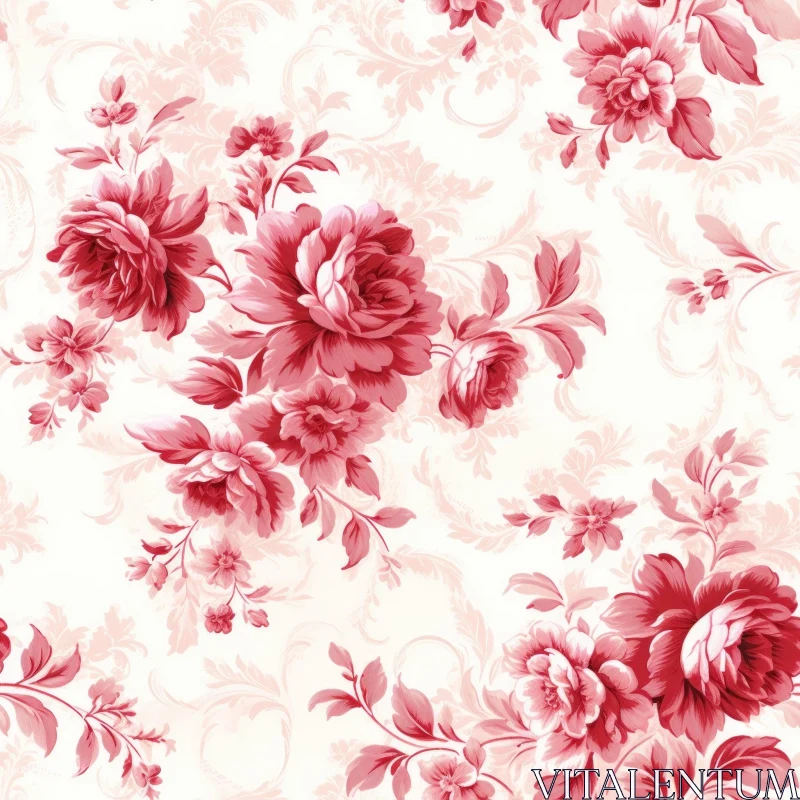 Pink Floral Pattern - Fabric & Wallpaper Design AI Image