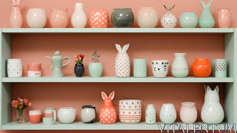 Quirky Ceramic Vases with a Touch of Bunnycore and Dutch Tradition AI Image