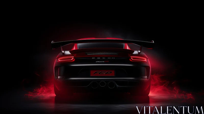 Red Porsche 911 GT3 RS Sports Car with Rear Wing and Red Lights AI Image