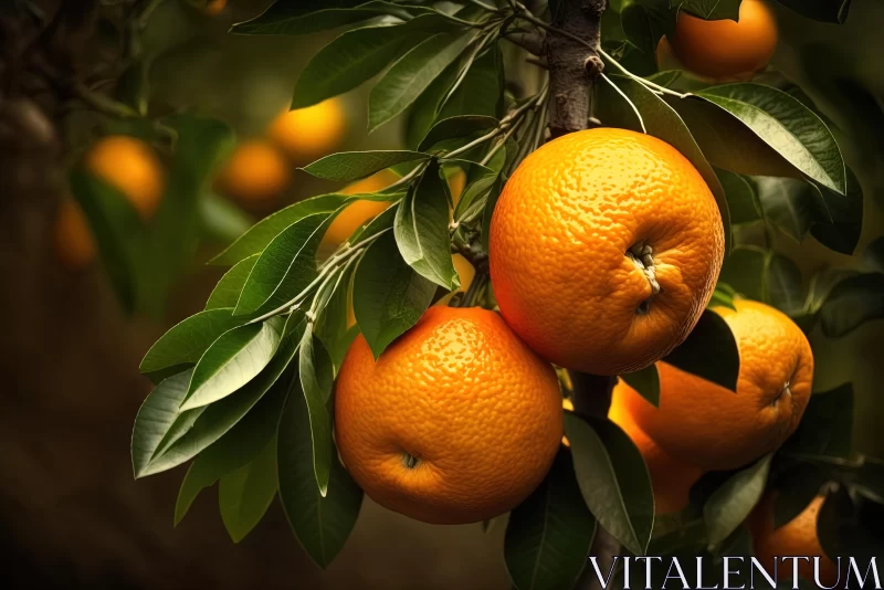 AI ART Captivating Oranges on Tree: Vibrant and High-Energy Imagery