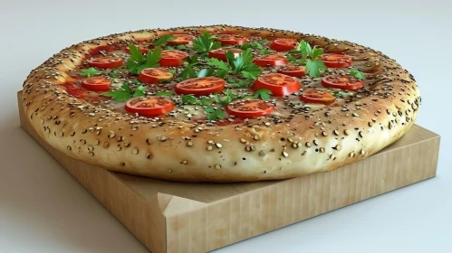 Delicious Pizza on White Background with Sesame Seed Crust