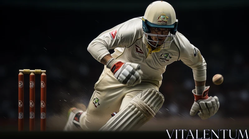 Intense Cricket Moment on Pitch AI Image