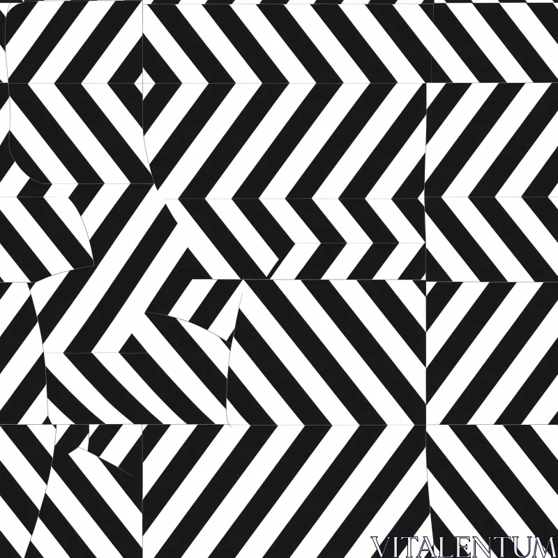 Monochrome Geometric Diamond Pattern - Optical Illusion Design AI Image