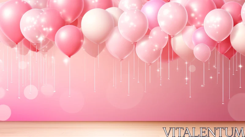 AI ART Pink Balloons Floating in Dreamy Atmosphere