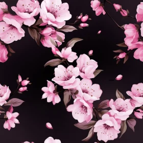 Pink Cherry Blossoms Seamless Pattern