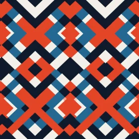 Symmetrical Red, White, and Blue Geometric Pattern