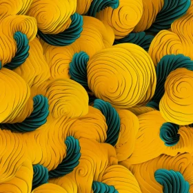 3D Abstract Yellow Blue Gradient Twisted Shapes Background