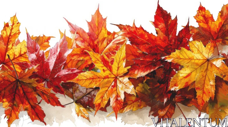 Autumn Leaves Watercolor Painting | Vibrant Colors | Nature Art AI Image