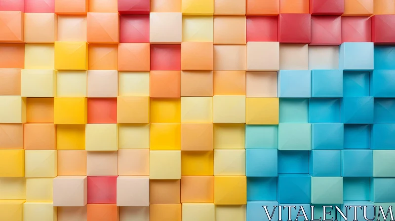 Colorful 3D Cubes Wall - Abstract Modern Art AI Image