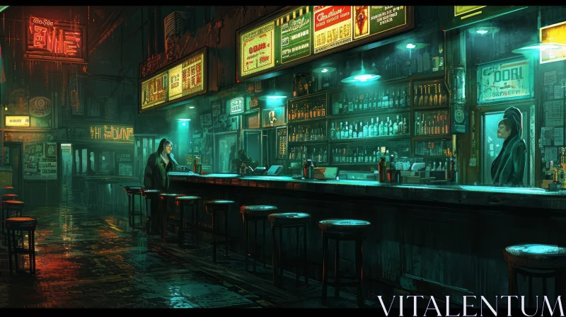 Mysterious Painting of a Bar: Dark and Moody Atmosphere AI Image