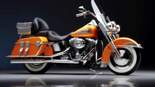 Orange and Black Harley-Davidson Motorcycle with Chrome and Whitewall Tires