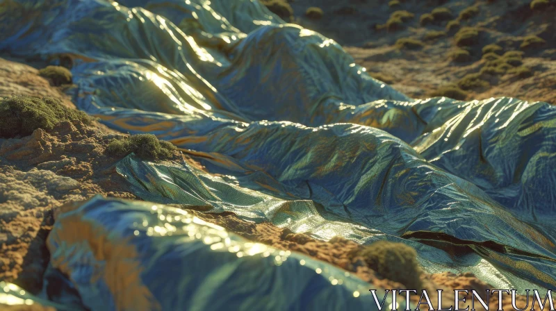 Stunning 3D Desert Landscape: A Serene Oasis of Sand and Sun AI Image