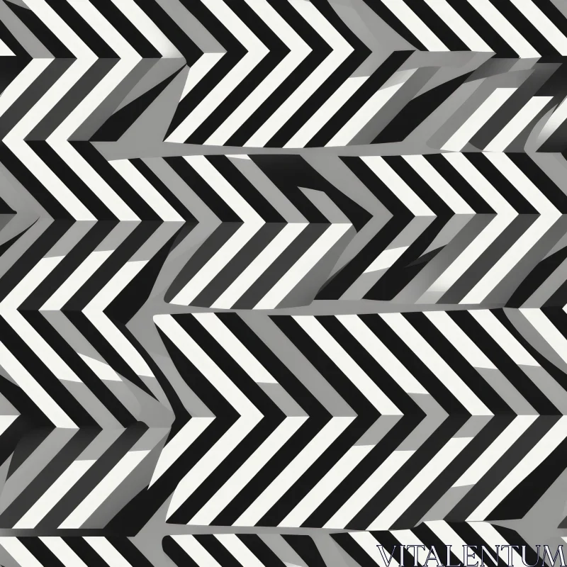 AI ART Black and White Geometric Chevrons Pattern