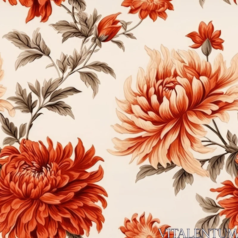 Elegant Floral Chrysanthemum Seamless Pattern AI Image