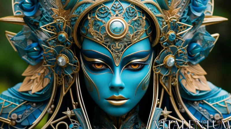 Serene Blue-Skinned Woman Portrait AI Image