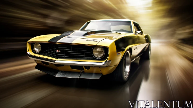 Vintage Chevrolet Camaro SS 1969 in Yellow AI Image