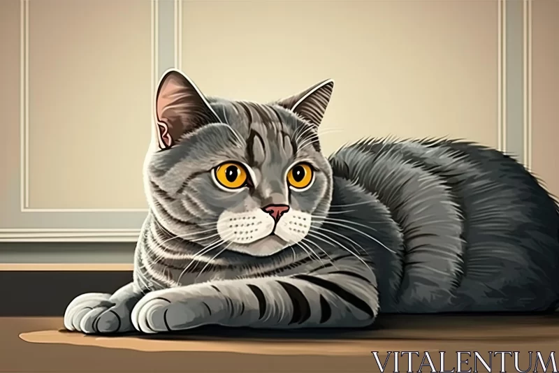 Captivating Gray Cat Illustration on Window Seat | Optical Illusion Art AI Image