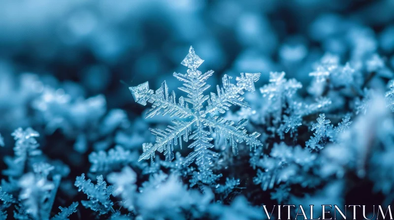 Close-up Snowflake Photography: Delicate Beauty and Tranquility AI Image