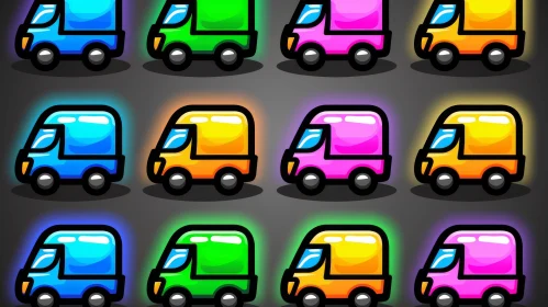 Colorful Cartoon Truck Grid | Illustration