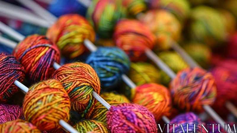 Colorful Yarn Balls: A Close-Up of Vibrant Knitting Inspiration AI Image