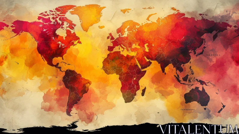 Watercolor World Map - Vibrant and Beautiful Artwork AI Image