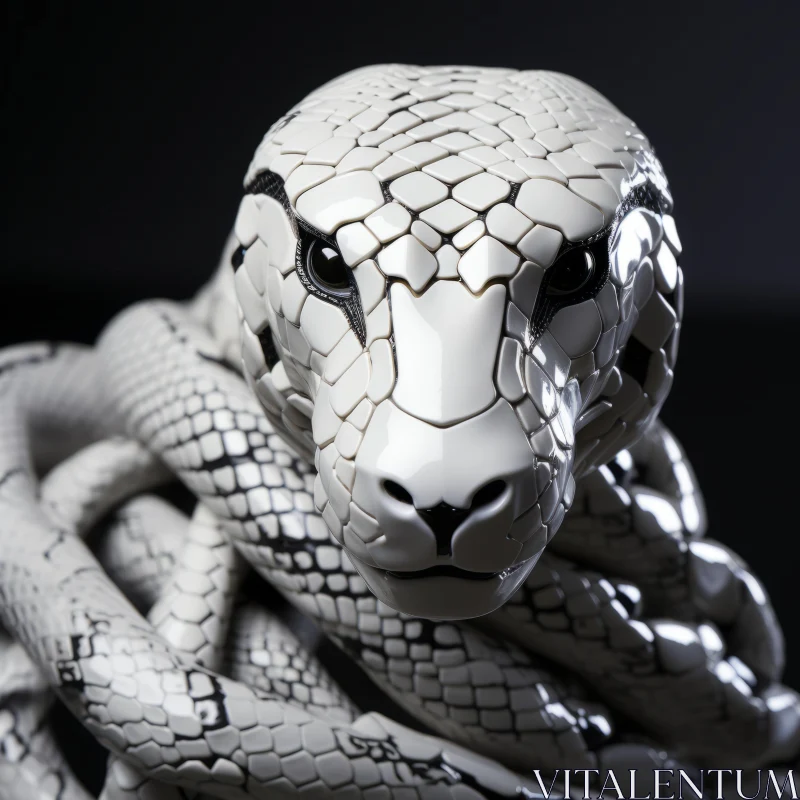 White Snake Statue: A Stark Fusion of Futuristic Realism and Animalier AI Image