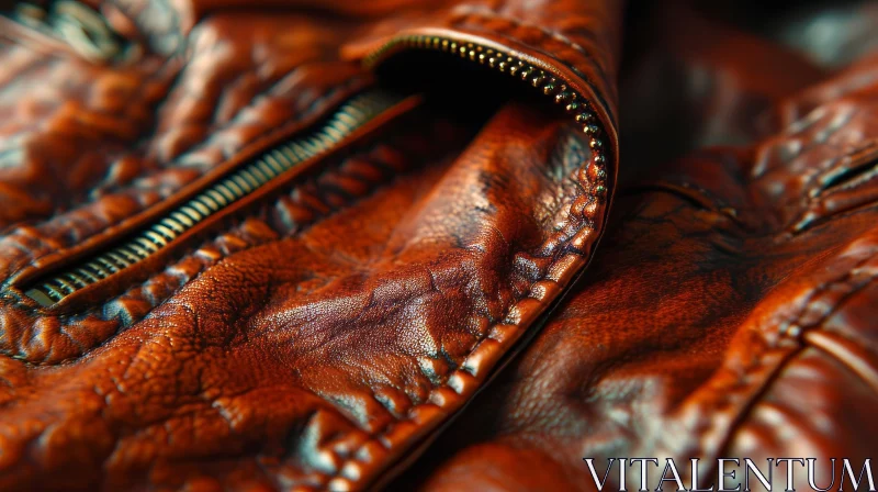 Brown Leather Jacket with Zipper Closure | High-Quality Fashion AI Image