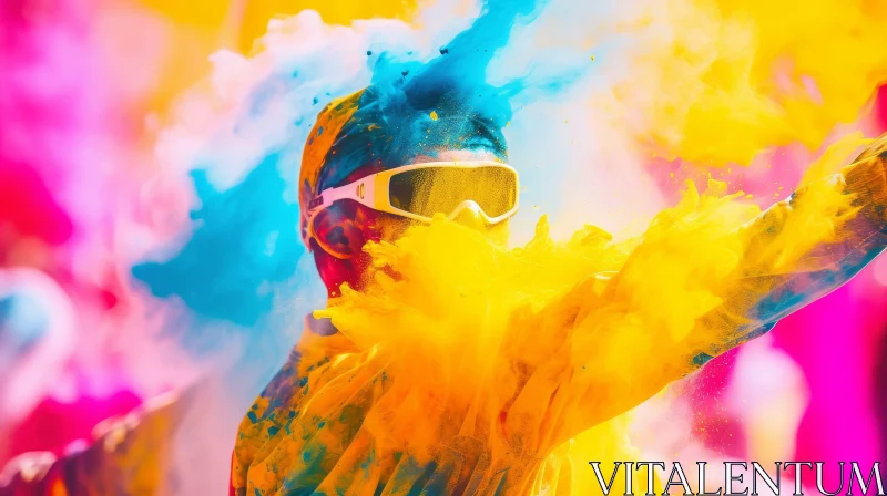 Colorful Powder Celebration | Joyful Person Image AI Image